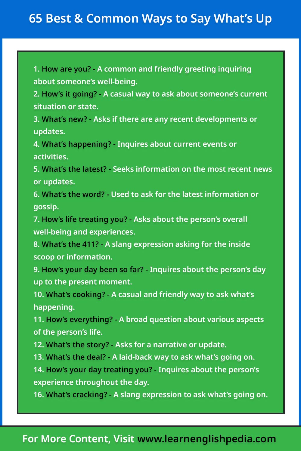 common ways to say what's up in english