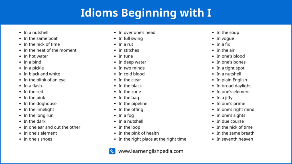 idioms starting with i