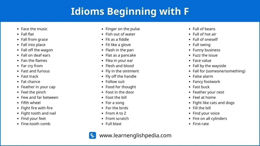 idioms starting with f