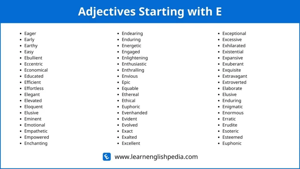 adjectives that start with e