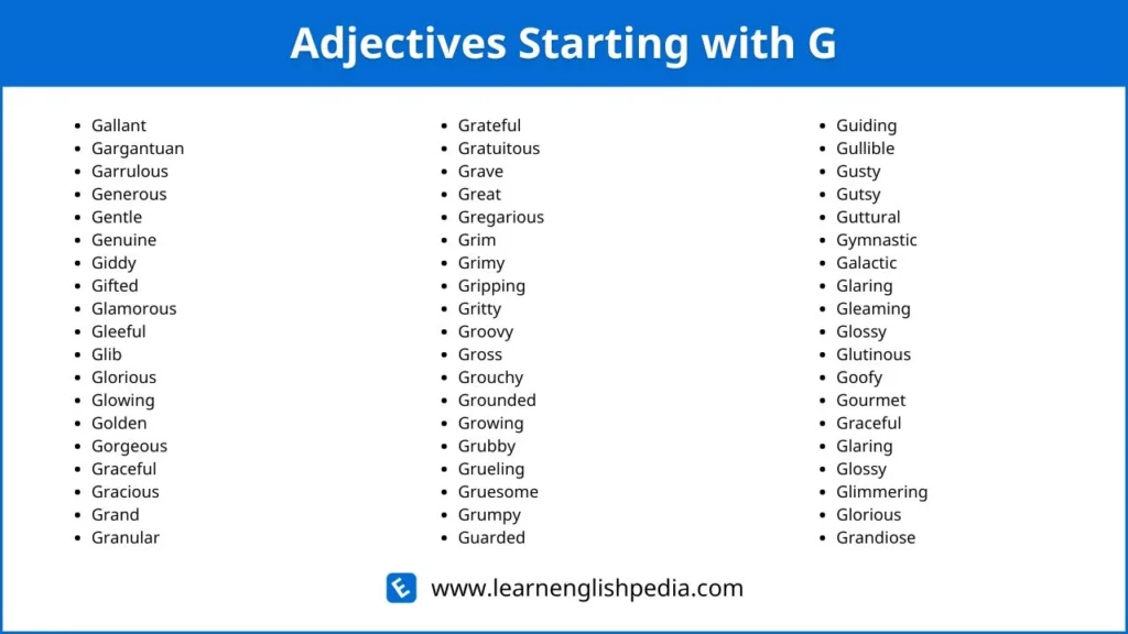 adjectives that start with g