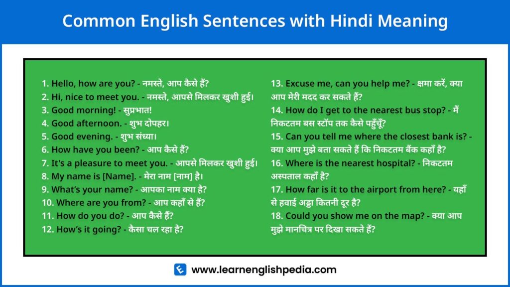 common english sentences with hindi meaning