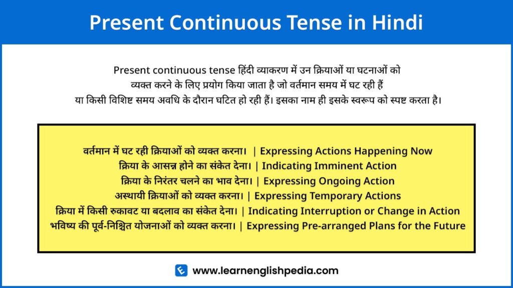 use of present continuous tense in hindi