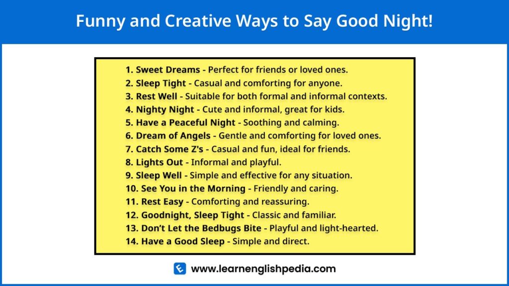 ways to say good night