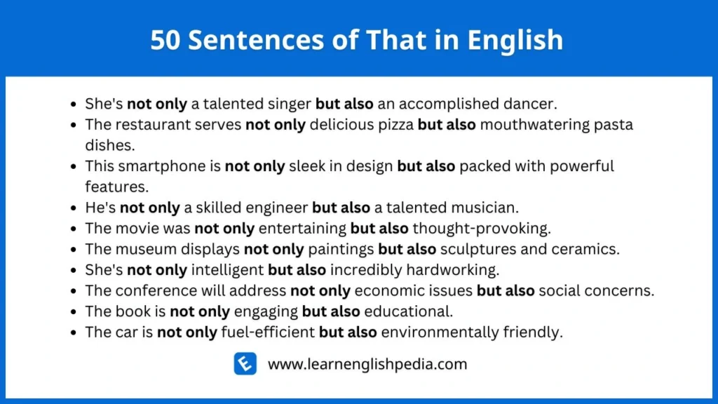 50 sentences of not only ... but also