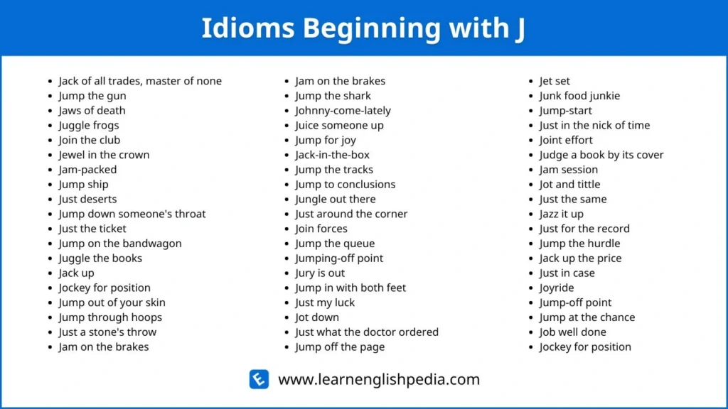 idioms starting with j