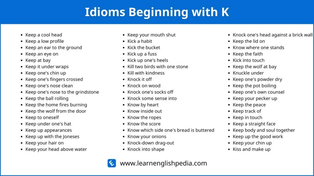 idioms starting with k